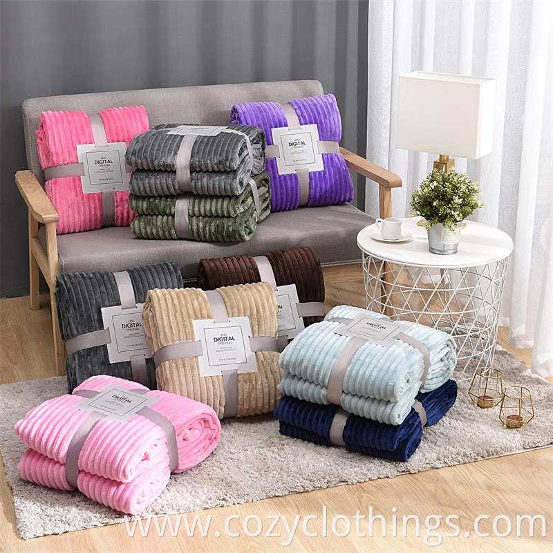 Stripe Fleece Blanket Ja230707 1